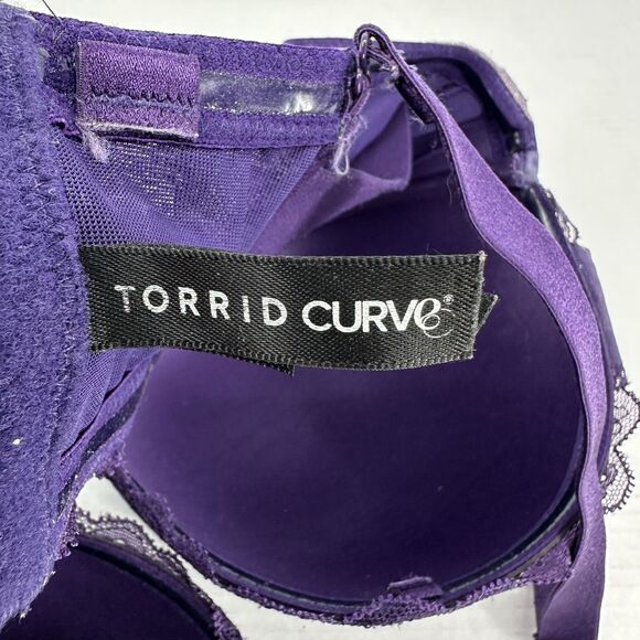 Torrid Curve Womens Push Up Padded Bra Size 42DD Purple Lace Floral Underwire - Picture 3 of 6